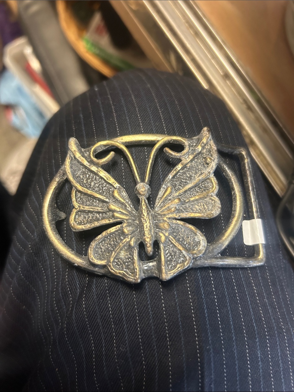 Vintage Gold and Black Butterfly Belt Buckle
